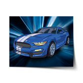 Plakát Mustang Modré pozadí: 60x40 cm