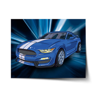 Plakát Mustang Modré pozadí: 60x40 cm