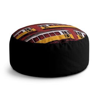 Taburet Circle Lisabonské historické tramvaje Červený Pattern: 38x48 cm