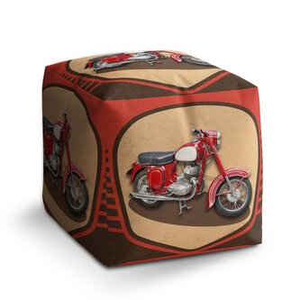 Taburet Cube Jawa panelka Vintage: 40x40x40 cm