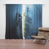 Závěs Vrak lodi na dně moře: 2ks 140x250cm