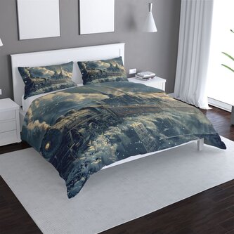 Povlečení Parní lokomotiva v zasněženém městě: 140x200 / 90x70 Povlečení Parní lokomotiva v zasněženém městě: 140x200 / 90x70