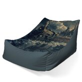 Dětský sedací vak Lounge Parní lokomotiva v zasněženém městě: 80 x 95 x 50 cm