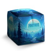Taburet Cube FORTNITE Modré údolí s měsícem: 40x40x40 cm