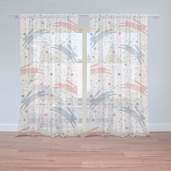 Záclony Folklórní zajíčci: 2ks 150x250cm