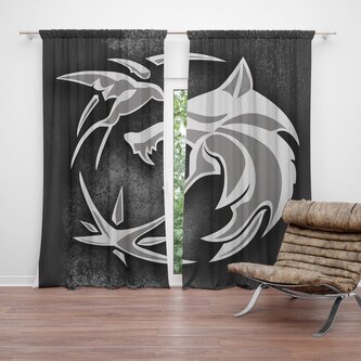 Závěs Zaklínač Šedý abstrakt: 2ks 140x250cm