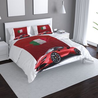 Povlečení Ferrari Italská vlajka na červeném bloku: 140x220 / 90x70 Povlečení Ferrari Italská vlajka na červeném bloku: 140x220 / 90x70