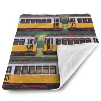 Deka pro miminko Lisabonské historické tramvaje Zelený Pattern: 80x100 cm Deka pro miminko Lisabonské historické tramvaje Zelený Pattern: 80x100 cm