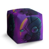 Taburet Cube Iron Man Helma na fialové: 40x40x40 cm