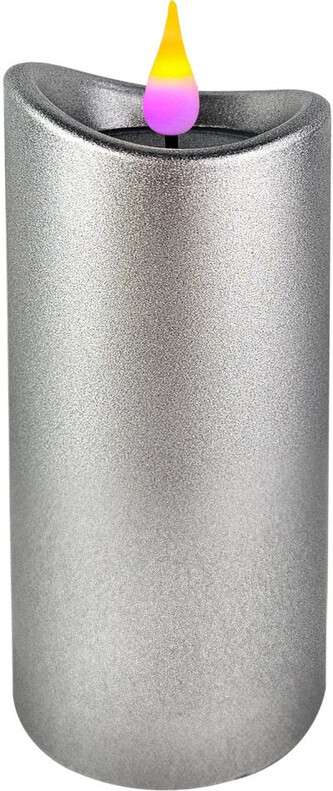 LED svíčka 125x50 mm METAL stříbrná