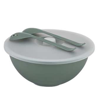 MISKA Z POKRYWĄ I ŁYŻKAMI DO SAŁATY 26CM 3,6L SZAŁWIOWA