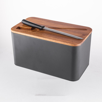 INITIO CHLEBAK Z POKRYWĄ AKACJOWĄ I NOŻEM DO CHLEBA  N/N BZ