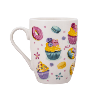 BABCINE SŁODKOŚCI ZESTAW PREZENTOWY KUBEK PORCELANOWY 320 ML I ŚCIERECZKA KUCHENNA 45X60 CM 100% BAWEŁNA