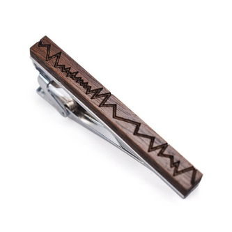 Dřevěná spona na kravatu Gaira - hnědá-stříbrná