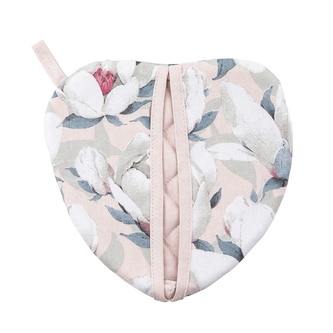 MAGNOLIA RÓŻOWA ŁAPKA KUCHENNA W KSZTAŁCIE SERCA 20X22 CM BAWEŁNA 100%