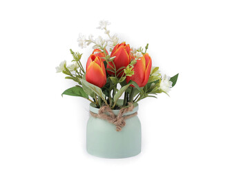 Umělé tulipány v květináči - 1 ks - 4 červená