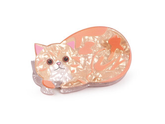 Skřipec do vlasů kočka - 1 ks - 3 lososová světlá