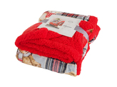 B.E.S. - Petrovice, s.r.o. Deka s beránkem mikroflanel Aspen, dárkové balení - červené káro s medvídky Rozměr: 130x160