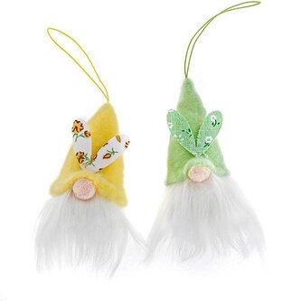 Zawieszki gnomy 8cm 2szt zółte i zielone