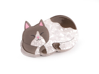 Skřipec do vlasů kočka - 1 ks - 2 béžová tmavá