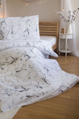 Jerry Fabrics s. r. o. Povlečení KREP 140x200+70x90 - Mramor bílý