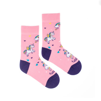 Dětské ponožky Jednorožec s duhou Růžové M (27-30)