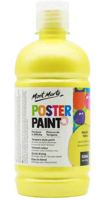 Mont Marte temperová barva, 500ml, METALLIC žlutá (Metallic Yellow)