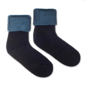 Vlněné ponožky Vlnáč Termo modrý, petrolejový lem Modré L (43-46)