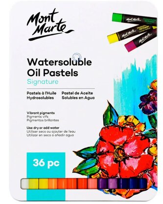 Mont Marte vodou rozmyvatelné olejové křídy, č.0028, 36 ks, kovový box