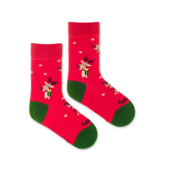 Detské ponožky Sobí Vánoce Červené L (34-34)
