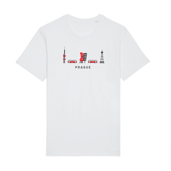 Tričko Praha ikony bíle Bílé XXL