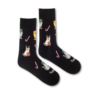 Ponožky Kočičí vánoce Černé S (35-38)