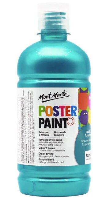 Mont Marte temperová barva, 500ml, METALLIC tyrkysová (Metallic Turquoise)
