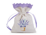 Dárkový pytlík s potiskem levandule 9x12 cm - 3 ks - 2 režná světlá levandule
