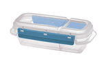 Dóza na potraviny FRESH SYSTEM 0,43 l obdélník, s dvěma oddělenými sekcemi transp/modrá