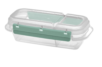 Dóza na potraviny FRESH SYSTEM 0,43 l obdélník, s dvěma oddělenými sekcemi transp/zelená