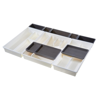 Příborník BELLA - 10-dílný bílá/šedá