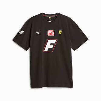 Pánské triko Ferrari Garage černé F1 Oversized - XL
