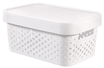 Úložný box INFINITY 4,5l s víkem bílý puntíky