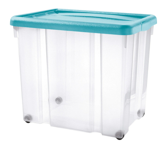 Úložný box s kolečky PUZZLE 80 l transp/modrá