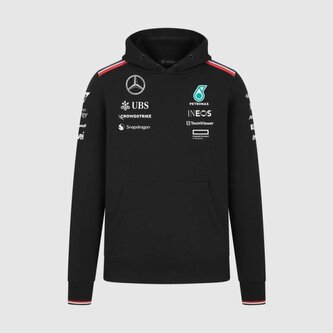 Týmová mikina s kapucí Mercedes AMG F1 černá - XXL