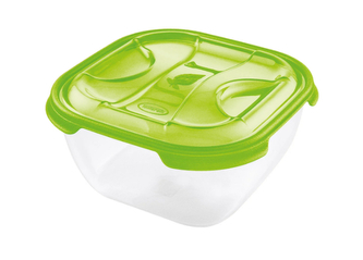 Dóza na potraviny NUVOLA 2 l čtverec transparentní/zelená