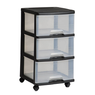 regálek se šuplíky černý 3x20l