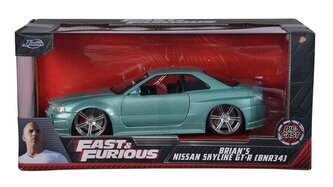 Model Rychle a Zběsile Nissan Skyline GT-R34 - Brian's 2002 Grey 1:24