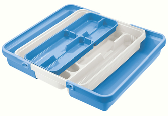 Příborník rozkládací bílá/modrá