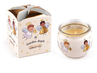 Vonná svíčka ve skle 90 g - 12 ks - 19 (Guardian Angels) krémová