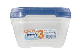 Dóza na potraviny NUVOLA 3x1 l čtverec modrá