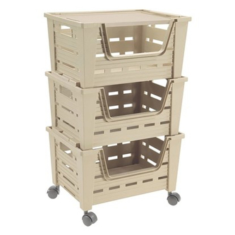 Pojízdná přepravka EVA 40 x 30 cm - 3-patrová  šedá