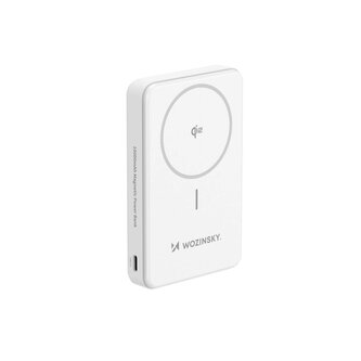 Powerbank Wozinsky WLWP-10KA0Y3WS 22,5W PD Qi2 10000 mAh, z podstawką, 1x USB-A, 1x USB-C - biały Powerbank Wozinsky WLWP-10KA0Y3WS 22,5W PD Qi2 10000 mAh, z podstawką, 1x USB-A, 1x USB-C - biały