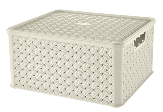 Úložný box ARIANNA s víkem 13 l krémová